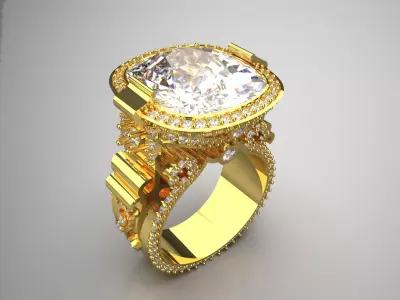 Luxury yellow gold wedding ring with diamond model jr00142 3D print model