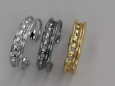 Cuff Bracelet Unique Style Gold Silver Platinum Luxury Jewelry 3D print model