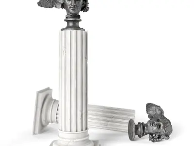 Hypnos head sculpture iron Low-poly 3D model