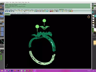 Luxury Floral Diamond Bangle for Women 77a  3D print model