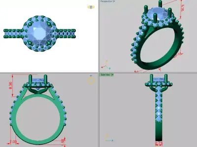 Round halo shape with cathedral solitare ring  3D print model