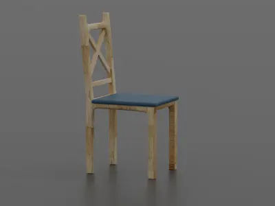 Wodden Chair with seat pat Free 3D model