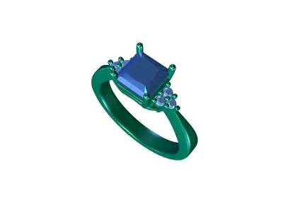 ZDR024 topaz and diamond ring 3D print model