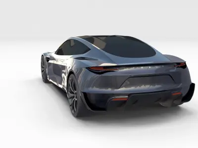 Tesla Roadster Midnight Silver 3D model