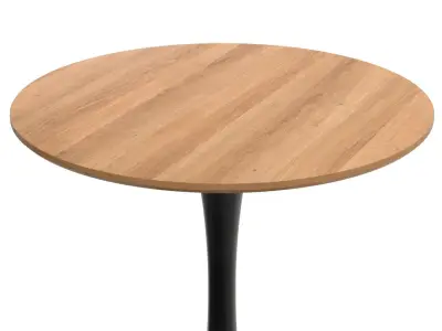 Brown Engineered Wood Grain Finish Black Metal Bistro Table PBR 3D model