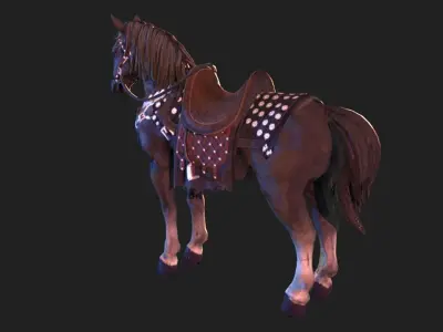 Red Horse Low-poly 3D model