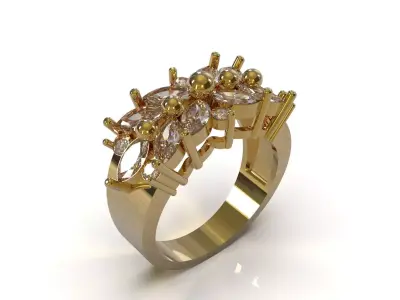 Luxury printable diamond woman ring model jr00346 3D print model