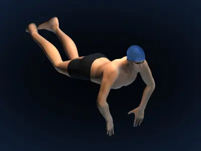 Swimming Man Rigger - Butterfly Low-poly 3D model