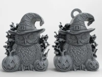 hallowen owl pumpkin decor  3D print model