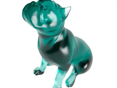 Cyan Glass Bulldog Sculpture 3D print model
