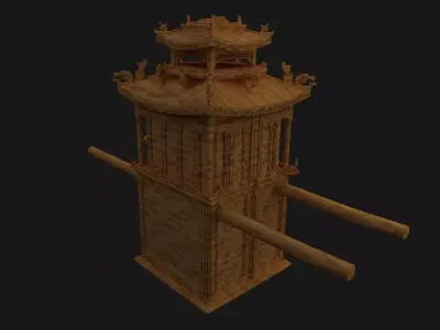 Chinese wedding sedan chair Low-poly 3D model