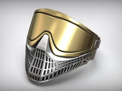Paintball Gems Mask Blackened Silver Ring 3D print model