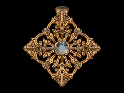 Ornate Diamond Pendant 3D print model