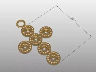 CROSS PENDANT FOR 3MM CENTER STONE AND 1MM HALO STONE 3D print model