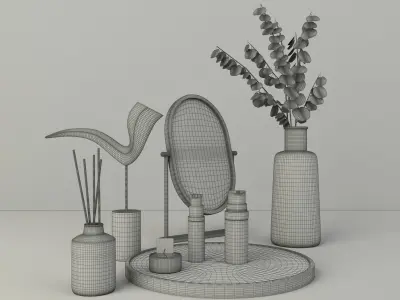 minimalist modern black decorative set 3D model