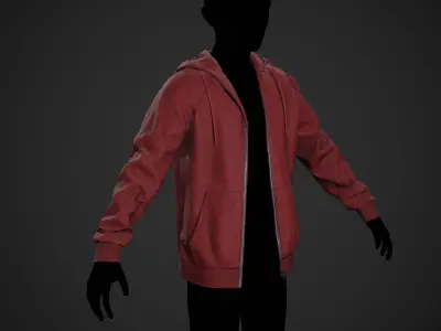 Red Open Hoodie Style 1 Low-poly 3D model