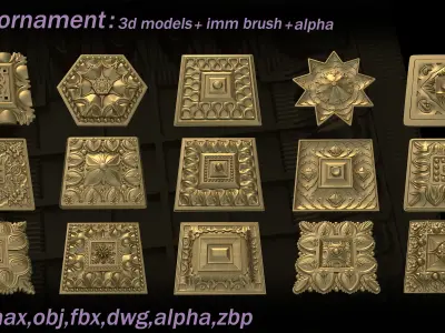 127 Ornament 3D Models and IMMBrushes and Alphas VOL 01 3D model