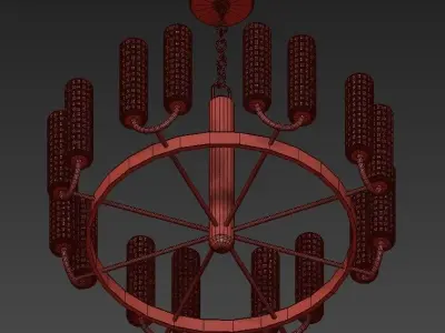 Wentworth brass chandelier with clear glass shades 3D model