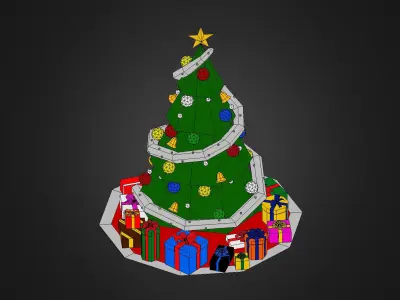 Christmas Tree Low-poly 3D model 6