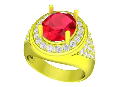 A7846 Oval Ruby Diamond Fashion Women Ring 3D Model 3D print model