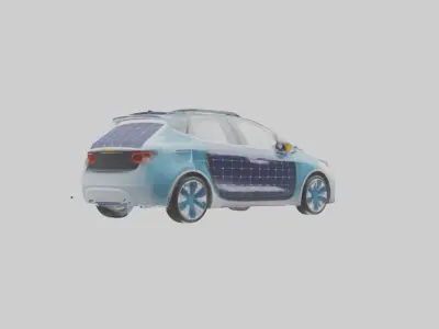 Electric Car with Solar Panels model Low-poly 3D model
