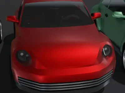 Generic Compact Car With Interior Lowpoly 3D Model Low-poly 3D model