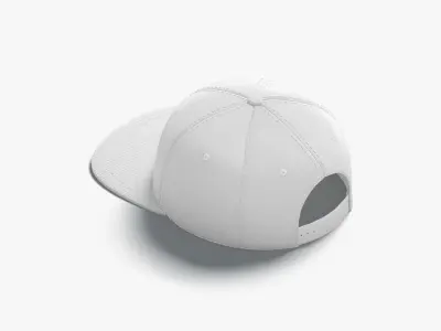 Snapback Cap white headwear with flat visor Low-poly 3D model