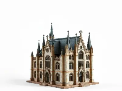 Gothic Cathedral Architecture Model Pack Low-poly 3D model