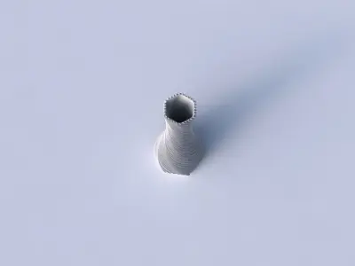 Vase twisted squeezed hexagon with bent extruded lines 2 3D print model