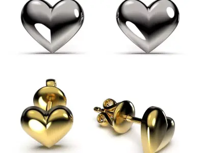 HEART Stud Earrings LOVE GIFT For Valentines Day 3D print model