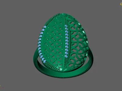 Women Ring With Stone Diamond Ready STL 3DM Models Womens Rings 3D print model 14