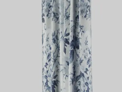 Garden Floral Blackout Curtain 3D model
