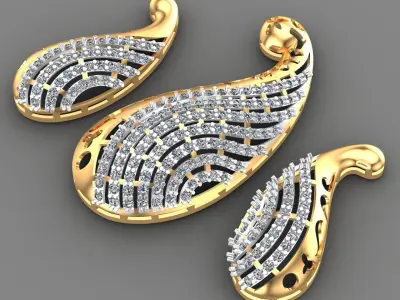 Pear Shaped Diamonds Pendant Necklace Set                3D print model