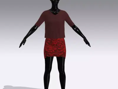 Woman Cloth Dress Low-poly 3D model