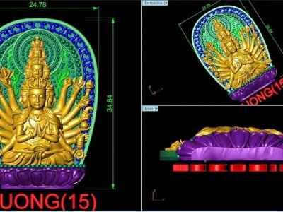 Thousand Hands Thousand Eyes Buddha Pendant 3D print model
