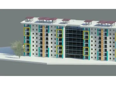 Building Apartment Site Revit Project Model 3D model