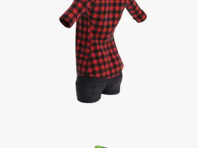 Cloth set plaid shirt 3D model