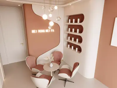 Soft Minimal Beauty Salon Waiting Area 3D model