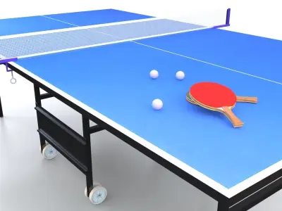 Table Tennis 3 with paddles - Ping pong Low-poly 3D model