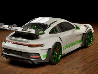 Porsche 911 992 GT3 RS Python Green Low-poly 3D model