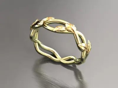 Branch Leaf Ring 3D print model