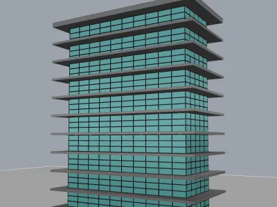 10 Story high rise glass building architecture and engineering 3D model