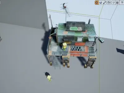 The Robot and his Shack Low-poly 3D model