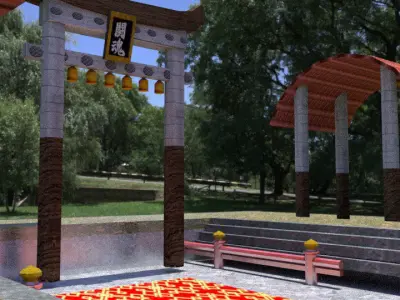 Chinese Fighting Arena   Low-poly 3D model