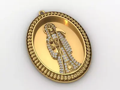  santa muerte holy death small size pendant 3D STL 3DM skull 3D print model