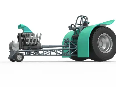  Pulling tractor with single V8 engine Scale 1 to 25 3D print model