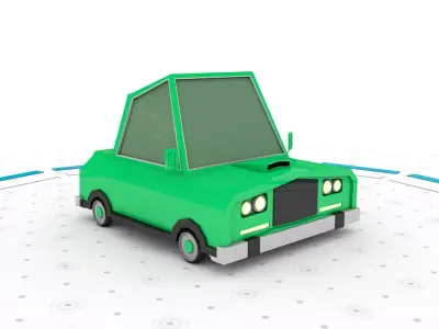 Green J - Low poly cartoon car 3D model