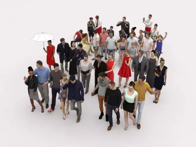 40x Crowds Scanned Casual 1a2 Elegant Cafe Sitting People Low-poly 3D model