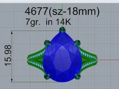 Pear Diamond Split Shank Ring 4677 3D print model