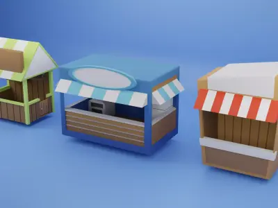 Festival Carnival Stands Low Poly Low-poly 3D model